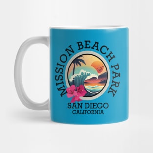 Mission Beach Park - California (with Black Lettering) Mug